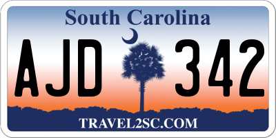 SC license plate AJD342
