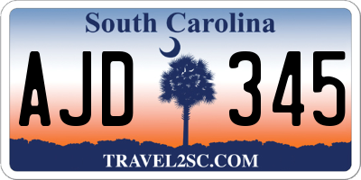 SC license plate AJD345