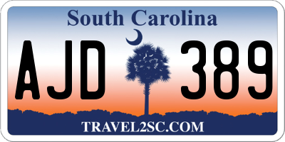 SC license plate AJD389