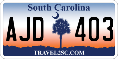 SC license plate AJD403