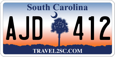 SC license plate AJD412