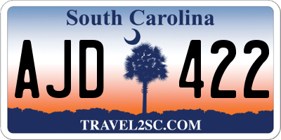 SC license plate AJD422