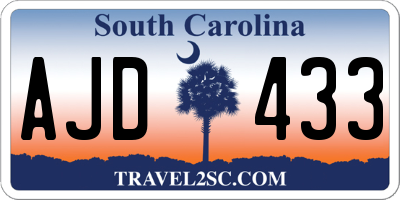 SC license plate AJD433