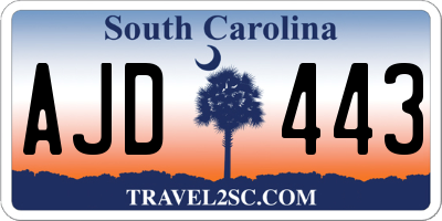 SC license plate AJD443