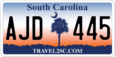 SC license plate AJD445
