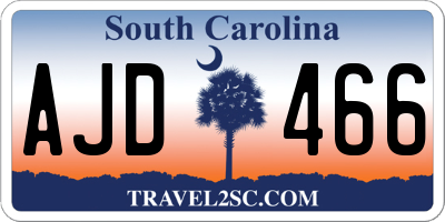 SC license plate AJD466