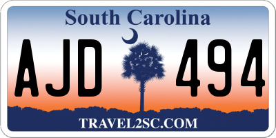 SC license plate AJD494