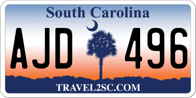 SC license plate AJD496