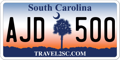 SC license plate AJD500