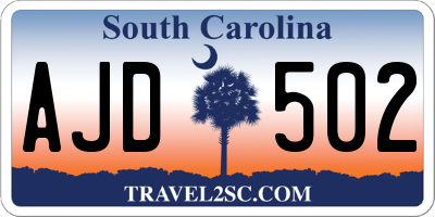 SC license plate AJD502