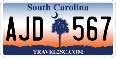 SC license plate AJD567