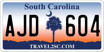 SC license plate AJD604