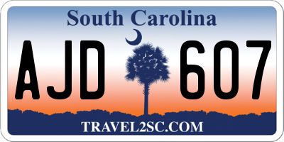 SC license plate AJD607
