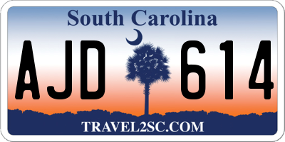 SC license plate AJD614