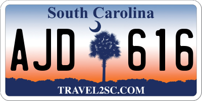 SC license plate AJD616