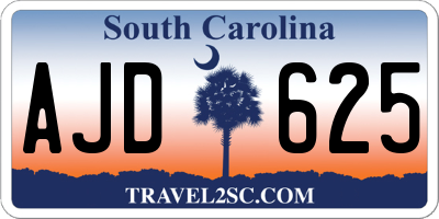 SC license plate AJD625