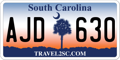 SC license plate AJD630