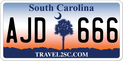SC license plate AJD666