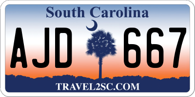 SC license plate AJD667