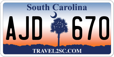 SC license plate AJD670