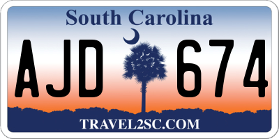 SC license plate AJD674