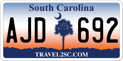 SC license plate AJD692
