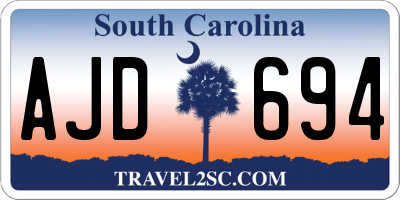 SC license plate AJD694