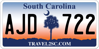 SC license plate AJD722