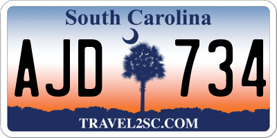 SC license plate AJD734