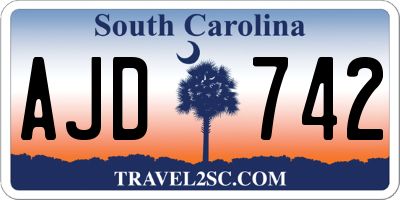 SC license plate AJD742