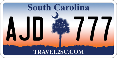 SC license plate AJD777