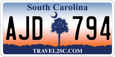 SC license plate AJD794