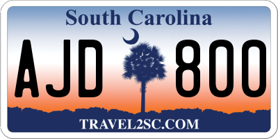 SC license plate AJD800