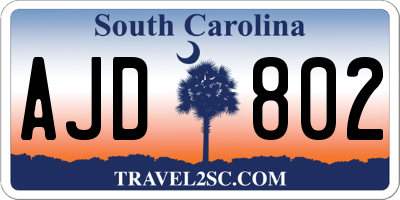 SC license plate AJD802