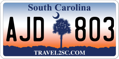 SC license plate AJD803