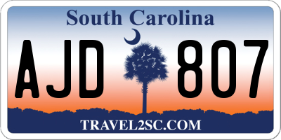 SC license plate AJD807