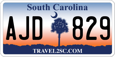 SC license plate AJD829