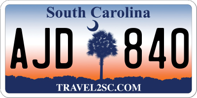 SC license plate AJD840