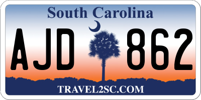 SC license plate AJD862