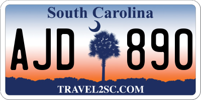 SC license plate AJD890