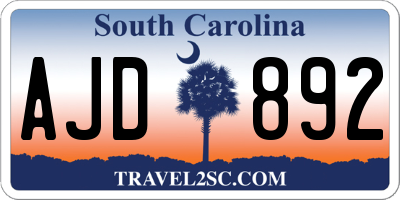 SC license plate AJD892