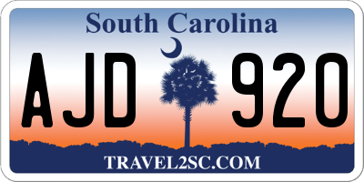 SC license plate AJD920