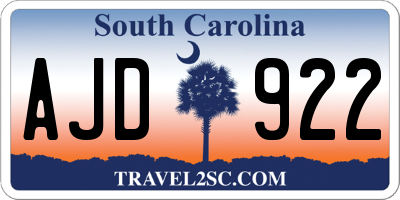 SC license plate AJD922