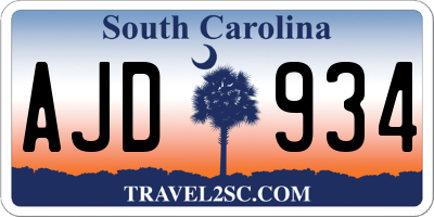 SC license plate AJD934