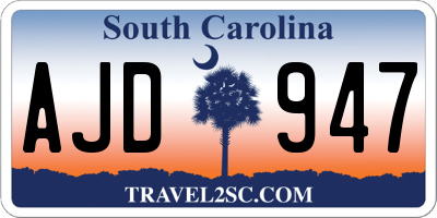 SC license plate AJD947