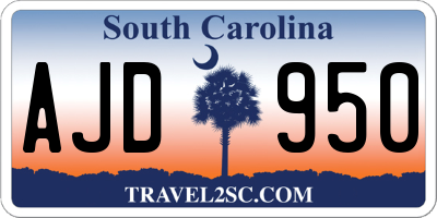 SC license plate AJD950