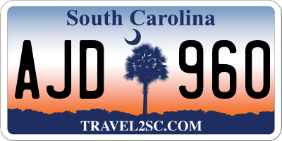 SC license plate AJD960