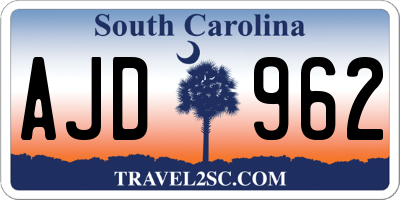 SC license plate AJD962
