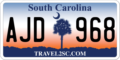 SC license plate AJD968