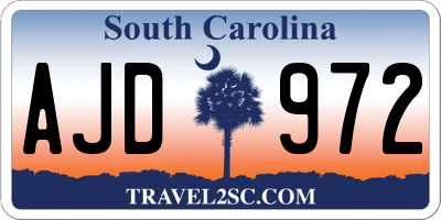 SC license plate AJD972
